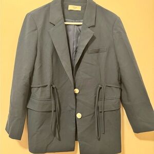 Navy Blazer with White Buttons